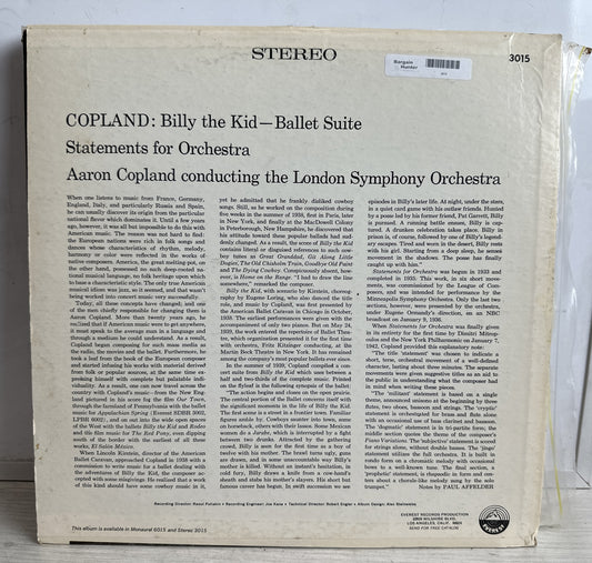 Billy The Kid (Suite From Ballet) - Aaron Copland- 12" Vinyl Record 3610