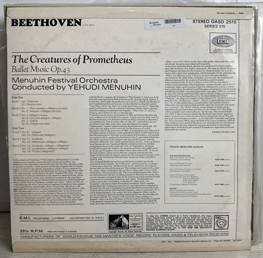 Beethoven - The Creatures of Prometheus Ballet Music Op. 43 Menuhin - 12" Record