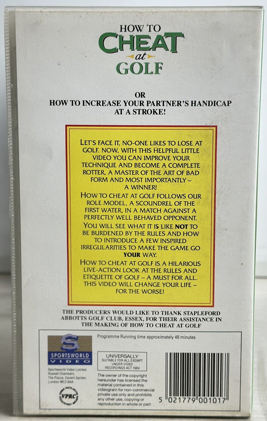 How to Cheat At Golf VHS / VCR In Good Condition - 4976