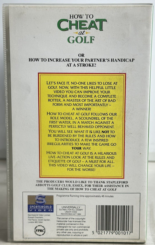 How to Cheat At Golf VHS / VCR In Good Condition - 4976
