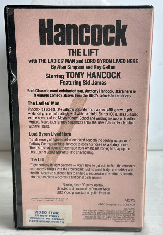 Hancock The Lift VHS / VCR Ex-Rental In Good Condition - 4975