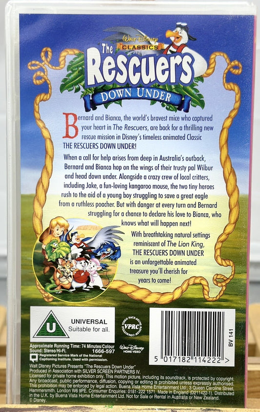 The Rescuers Down Under - Walt Disney -VHS Video Tape - In Good Condition - 5392