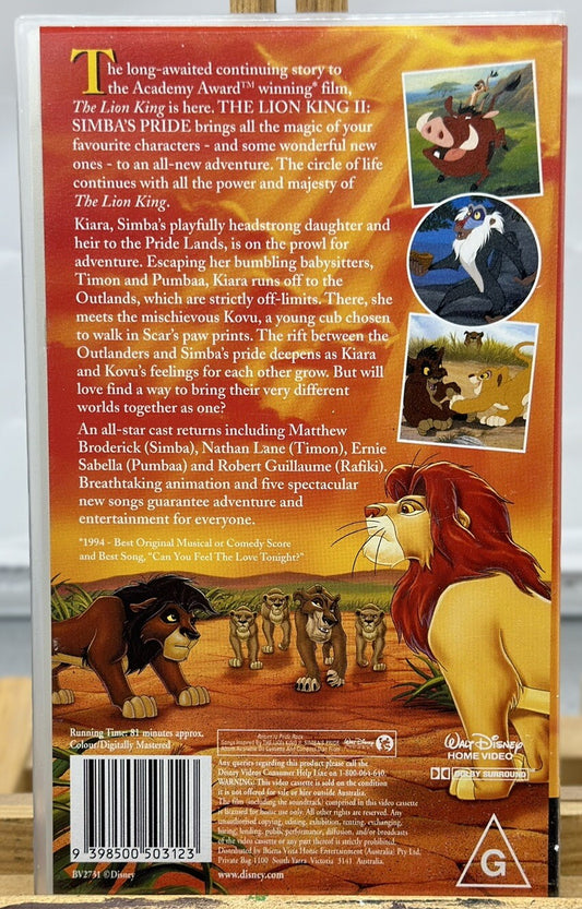 The Lion King 2 Simba's Pride - Walt Disney Classics - VHS Video Tape - 5396