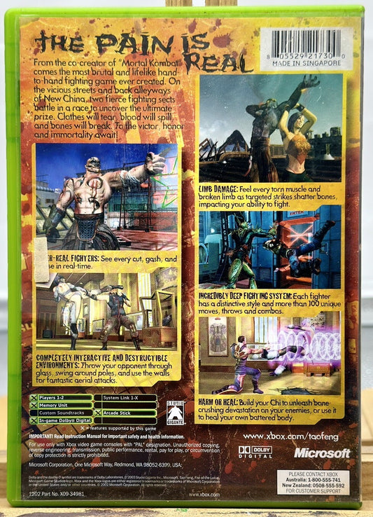 Tao Feng Fist Of The Lotus - Microsoft Xbox In Good Condition - 4907