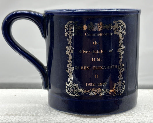 1977 Cobalt Blue MUG To Commemorate the Silver Jubilee' Queen Coronation 5482