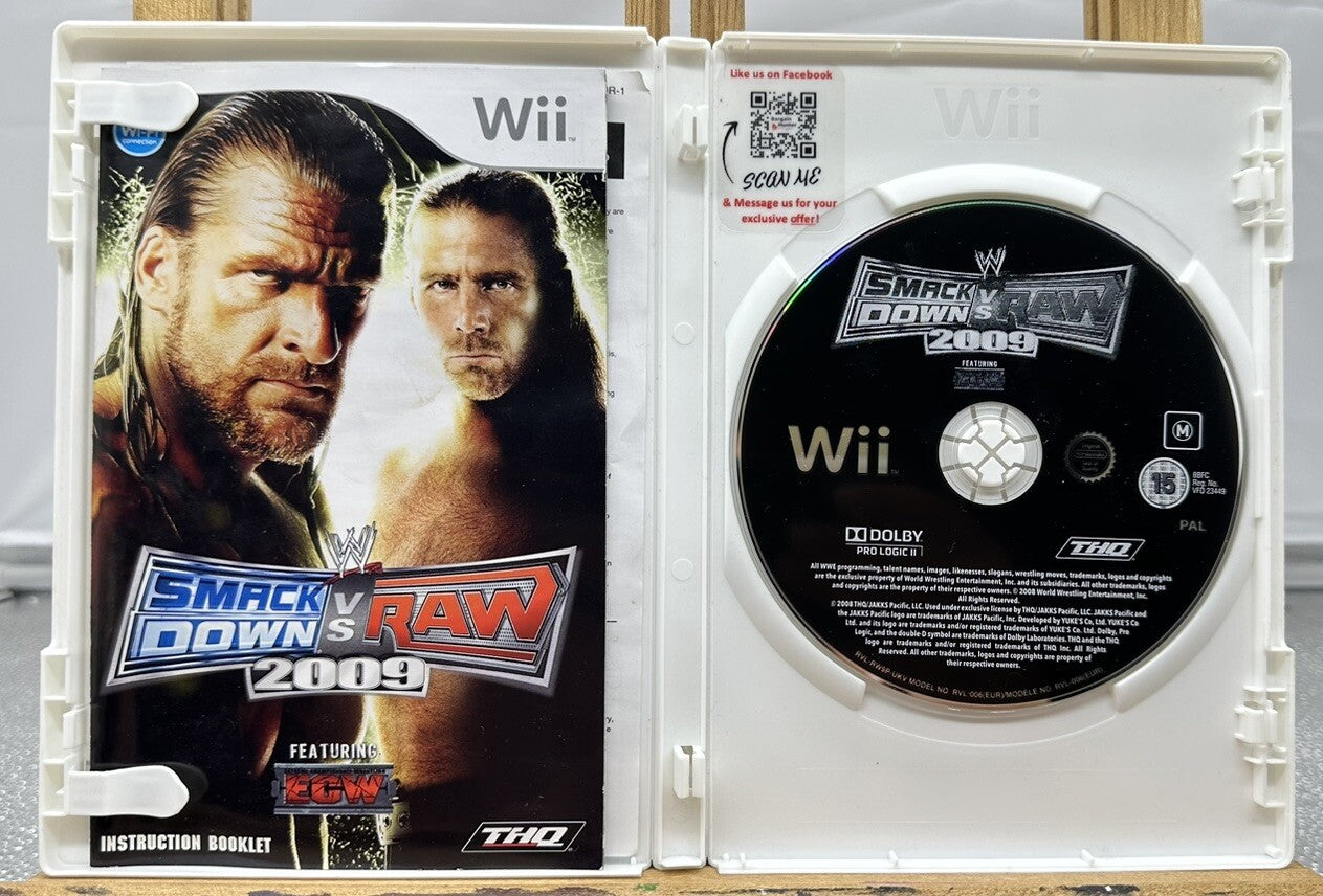 Smackdown Vs Raw 2009 Featuring ECW PAL Nintendo Wii Complete Game 5488