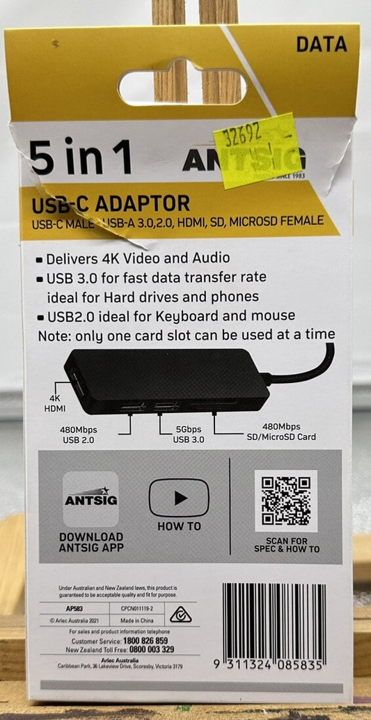 Antsig - 5 in 1 USB-C Adaptor In Good Condition