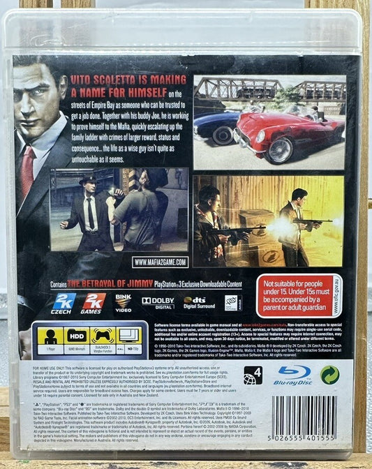 Mafia 2 PAL Playstation 3 / PS3 Complete In Good Condition 5860