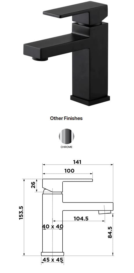 New Bathroom Basin Mixer Tap Brasshards Mixx Thyme Matt Black Faucet 11SL160ML