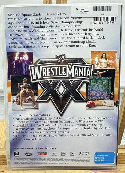 WWE Wrestlemania XX (20) Sunday, March 14, 2004 DVD In Good Condition 3431