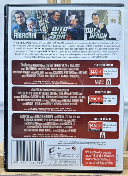 Steven Seagal Three Movie Pack The Foreigner / Into The Sun / Out Of Reach - DVD