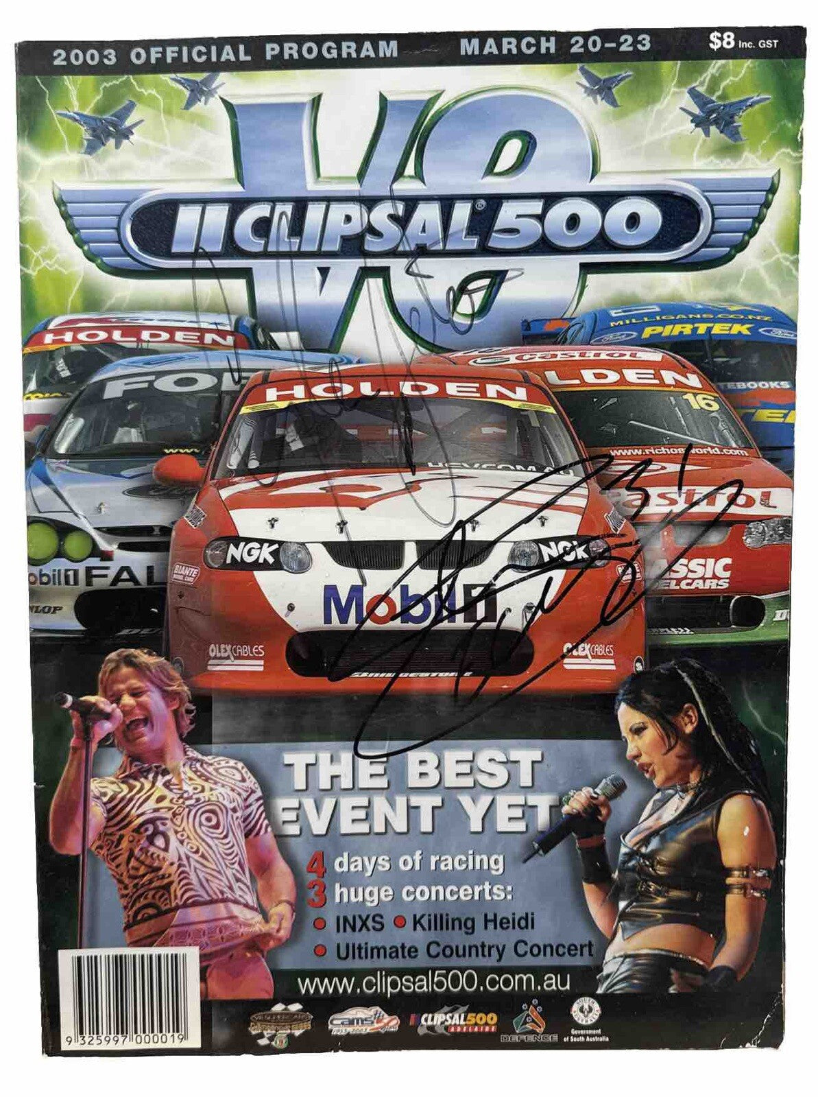 V8 Supercars Clipsal 500 Adelaide Program 2003 Magazine Signed Front Cover