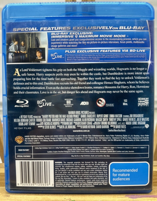 Harry Potter And The Half-Blood Prince Blu-Ray In Good Condition