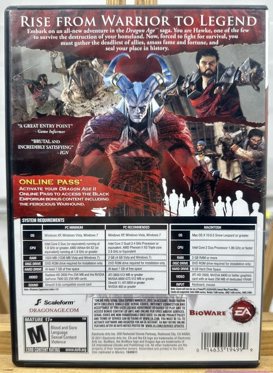 Dragon Age 2 PC Game Complete In Good Condition 6064