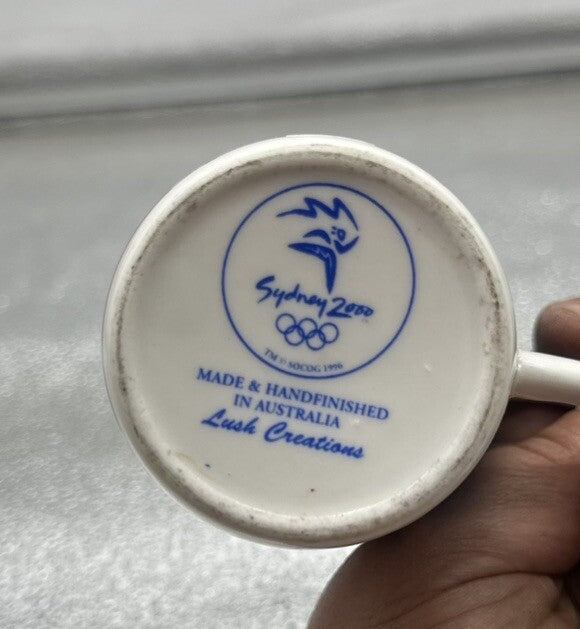 Sydney 2000 Olympics Ceramic Mug Coffee Cup Boomerang Handle 1996 Lush Creations