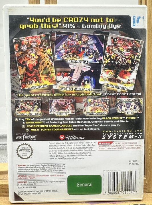 Williams Pinball Classics - PAL Nintendo Wii Complete Game 6528