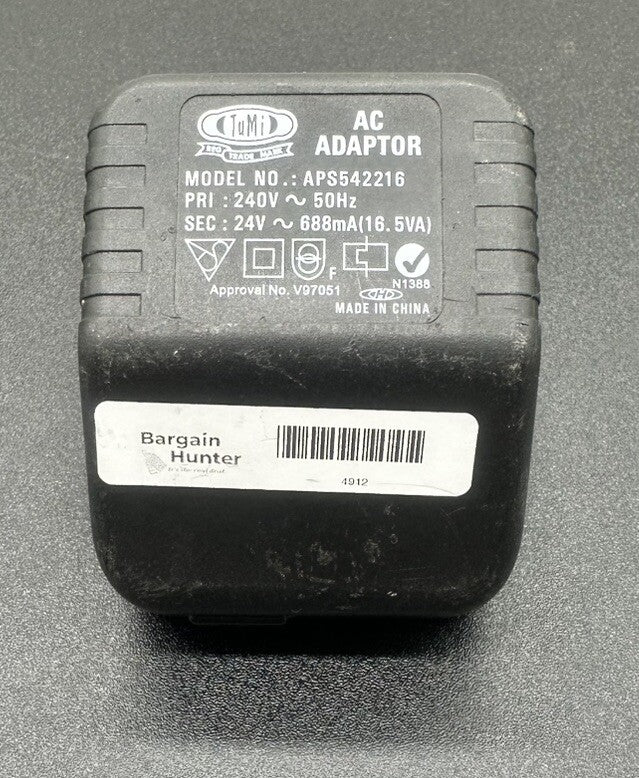 TuMi AC ADAPTOR Model APS542216 OUTPUT 24v 688mA In Good Condition 4912