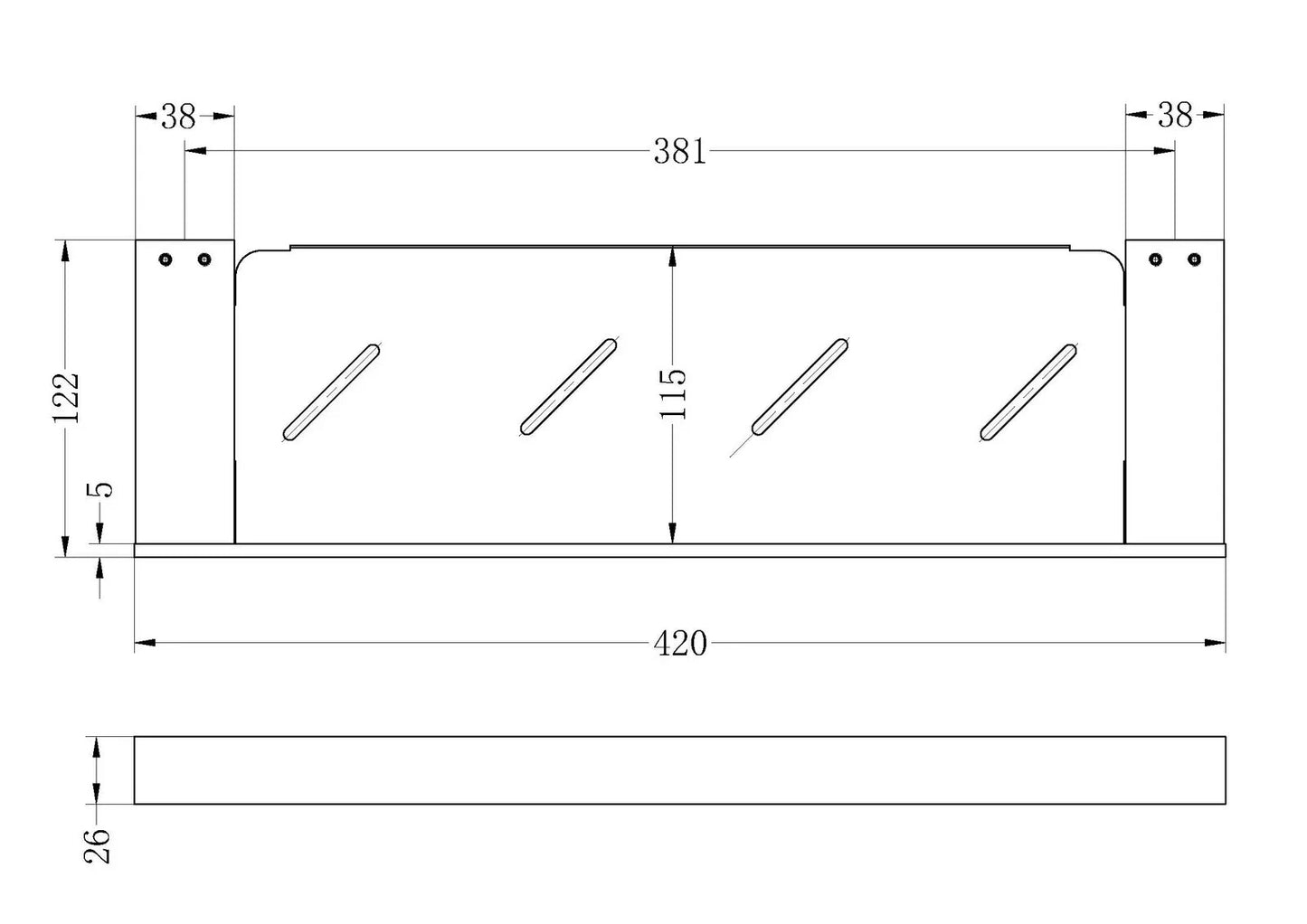 Nero Tapware Celia Metal Shelf 420mm Matte Black NR4687aMB 8293/8295
