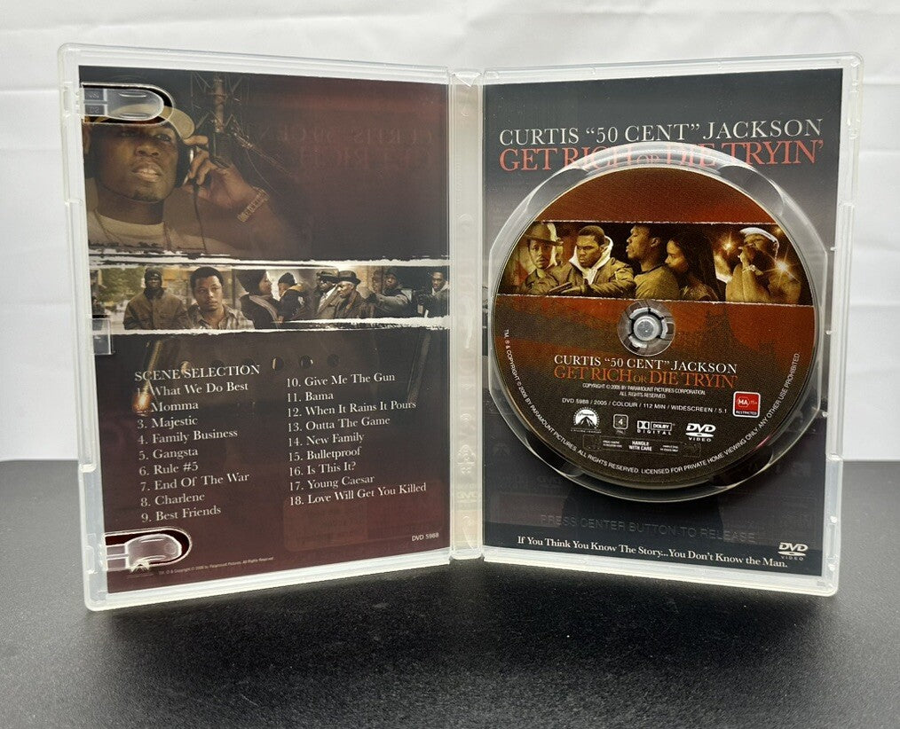 Get Rich Or Die Tryin' "50 Cent" Curtis Jackson DVD Two Disc In Good Cond 5987