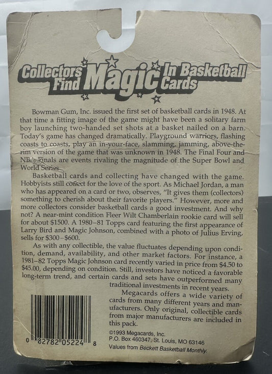 1993 Mega Cards Basketball Sealed 15 Cards Pack Supersonics