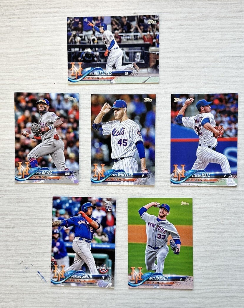 6 X New York Mets Topps Baseball Cards 2018 Collection In Good Condition 4181