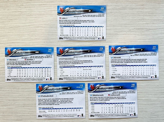 6 X New York Mets Topps Baseball Cards 2018 Collection In Good Condition 4181