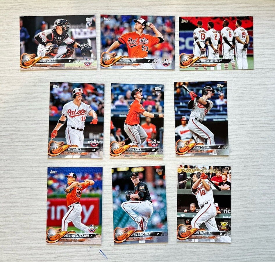 9 X Baltimore Orioles Topps Baseball Cards 2018 Collection In Good Cond 4181