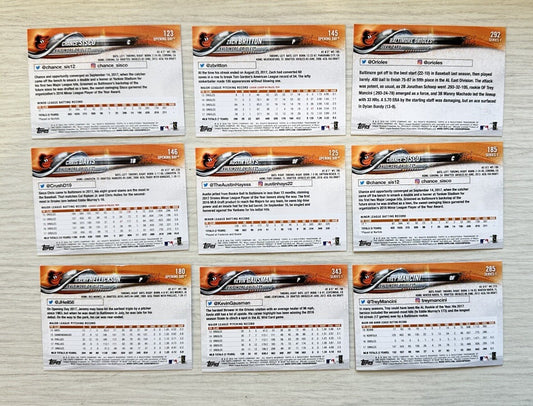 9 X Baltimore Orioles Topps Baseball Cards 2018 Collection In Good Cond 4181