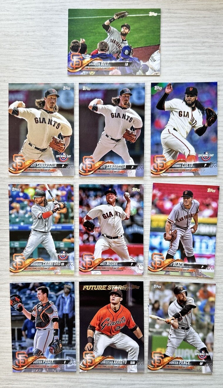 10 X San Francisco Giants Topps Baseball Cards 2018 Collection In Good Cond 4181