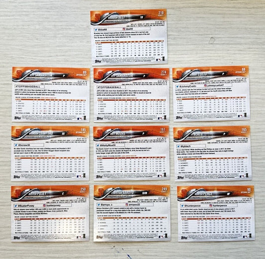 10 X San Francisco Giants Topps Baseball Cards 2018 Collection In Good Cond 4181