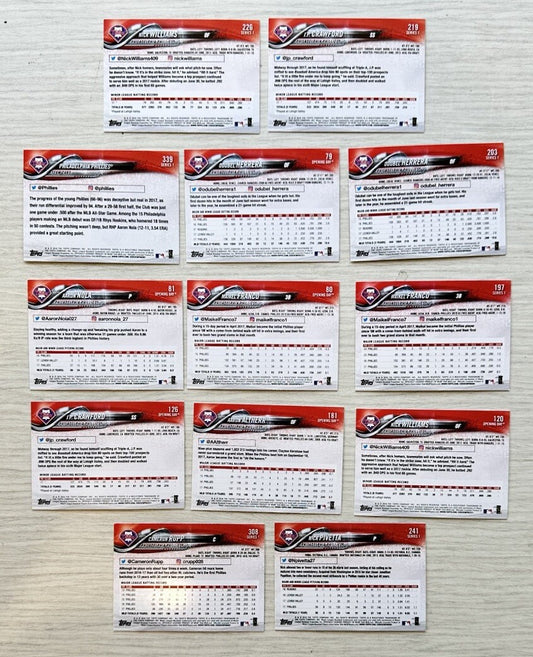 13 X Philadelphia Phillies Topps Baseball Cards 2018 Collection Good Cond 4181