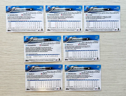 7 X Kansas City Royals Topps Baseball Cards 2018 Collection In Good Cond 4181