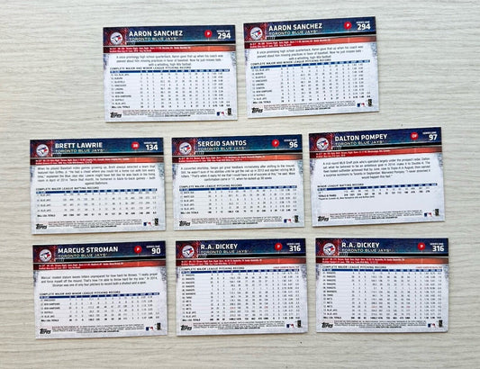 8 X Toronto Blue Jays Topps Baseball Cards 2015 Collection In Good Cond 4178