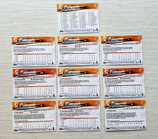 10 X Houston Astros Topps Baseball Cards 2018 Collection In Good Cond 4181
