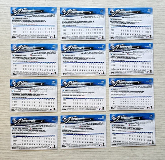 12 X Tampa Bay Rays Topps Baseball Cards 2018 Collection In Good Cond 4181