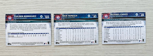 3 X Texas Rangers Topps Baseball Cards 2015 Collection In Good Cond 4178