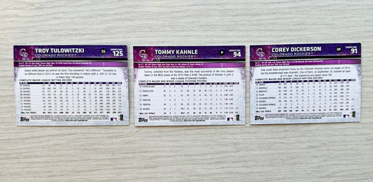 3 X Colorado Rockies Topps Baseball Cards 2015 Collection In Good Cond 4175
