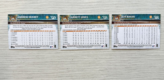 3 X Miami Marlins Topps Baseball Cards 2015 Collection In Good Cond 4175