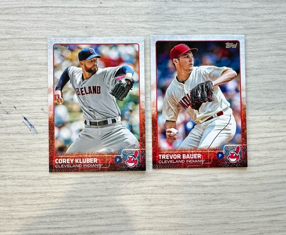 2 X Cleveland Indians Topps Baseball Cards 2015 Collection In Good Cond 4175