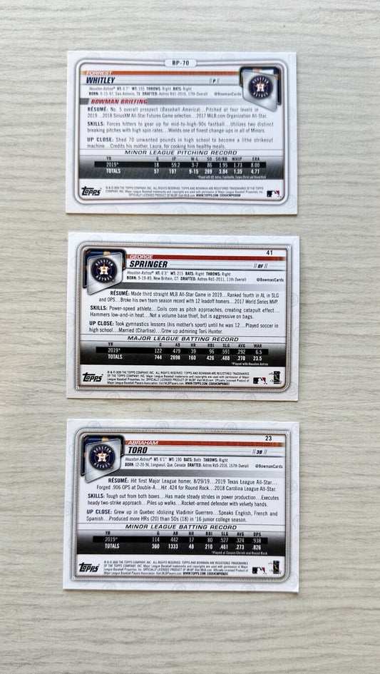 3 X Houston Astros Topps Baseball Cards 2020 Collection In Good Cond 480