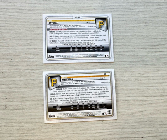 2 X Pittsburgh Pirates Topps Baseball Cards 2020 Collection In Good Cond 4180