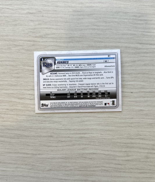 Willy Adames - Tampa Bay Rays Topps Baseball Cards 2020 In Good Cond 4180