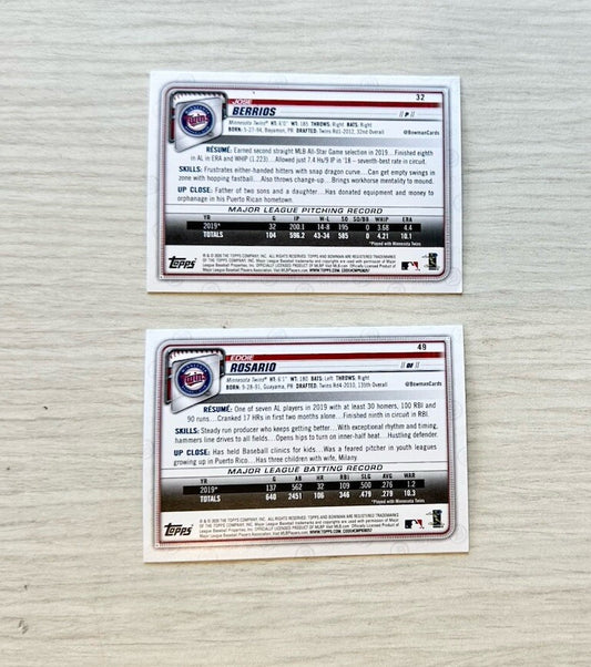 2 X Minnesota Twins Topps Baseball Cards 2020 Collection In Good Cond 4180