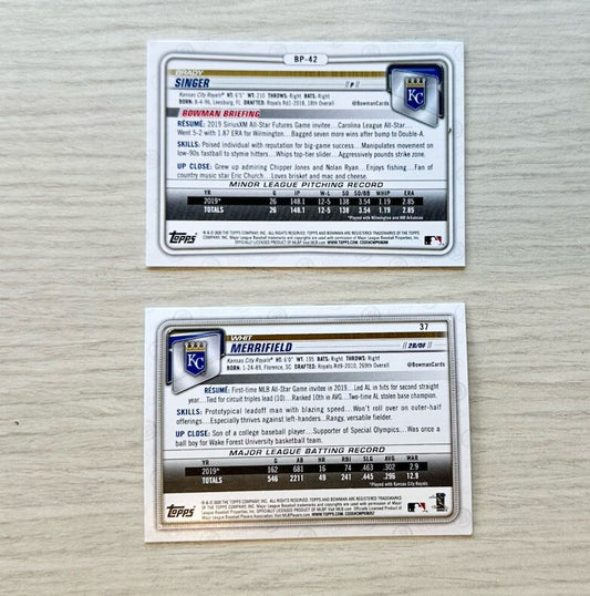 2 X Kansas City Royals Topps Baseball Cards 2020 Collection In Good Cond 480
