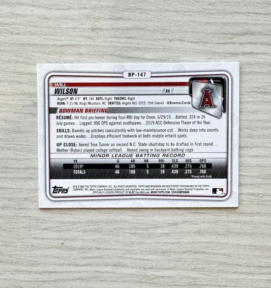 Will Wilson - Angels Topps Baseball Cards 2020 In Good Cond 4180