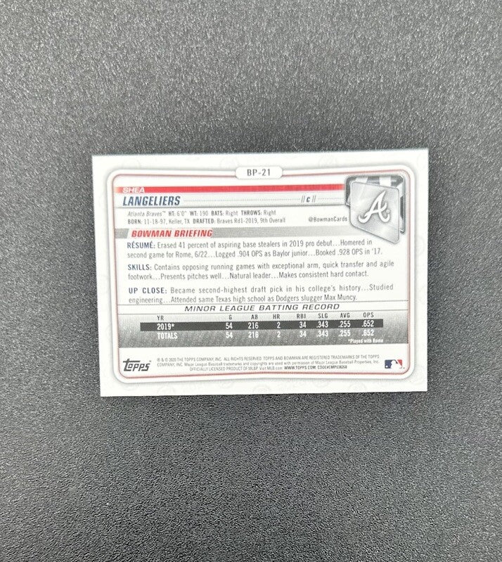 Shea Langelier - Atlanta Bravers Topps Baseball Cards 2020 In Good Cond 4180
