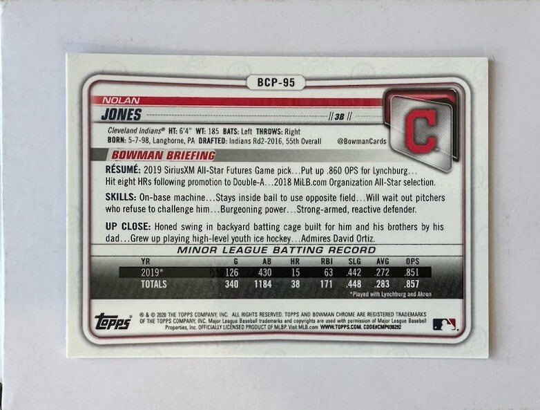 Nolan Jones 2020 Bowman Chrome & Prospects Topps Baseball Card 4180