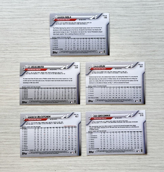 5 X Philadelphia Phillies Topps Baseball Cards 2020 Collection In Good Cond 4177