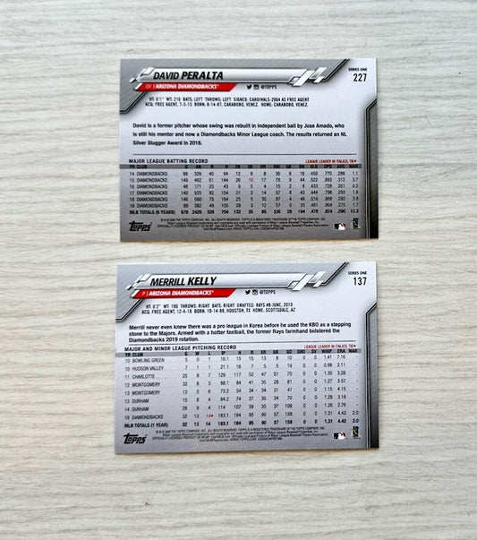 2 X Arizona Diamondbacks Topps Baseball Cards 2020 Collection In Good Cond 4177