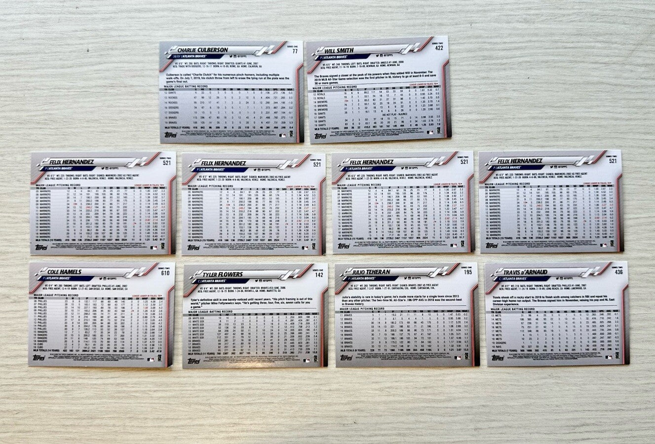 10 X Atlanta Braves Topps Baseball Cards 2020 Collection In Good Cond 4177